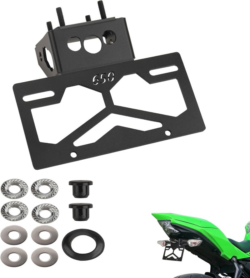 RIDLOG Ninja 650 Fender Eliminator Kit Z650 Fender Eliminator Bracket Fit for 2017-2025 Kawasaki Z650 Ninja EX650 License Plate Bracket Holder Mount for Z650 EX650 ABS Tail Tidy for Ninja 650 - Image 1